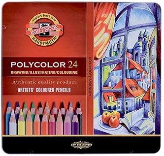 24 עפרונות POLYCOLOR באריזת מתכת.